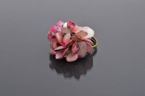 Необычное кольцо ручной работы красивое кольцо розовое элитная бижутерия - MADEheart.com