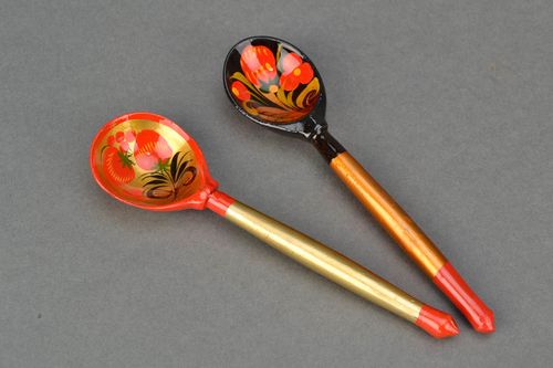 Wooden teaspoon Khokhloma Painting - MADEheart.com