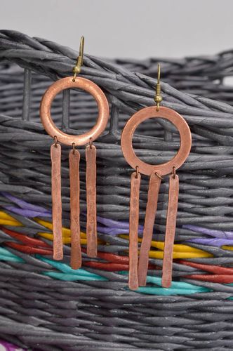 Pendientes de cobre hechos a mano bisutería fina pendientes de moda grandes - MADEheart.com