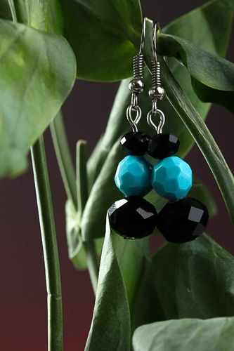Handmade earrings with turquoise beads earrings with charms designer jewelry - MADEheart.com