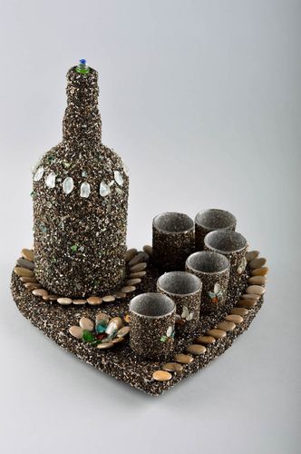 Bouteille en verre faite main Verres à shot 6 pcs Plateau décoratif design - MADEheart.com