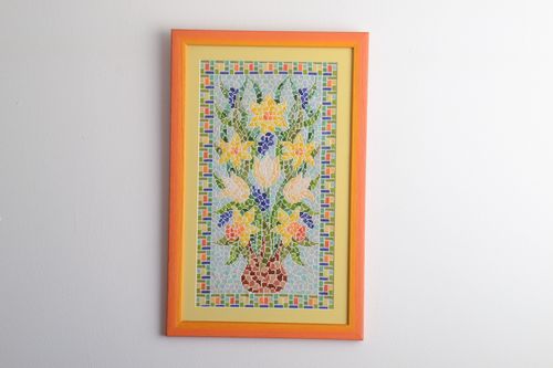 Cross stitch embroidered picture Flowers - MADEheart.com