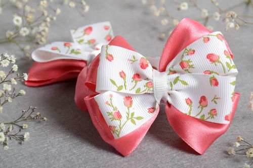 Barrettes cheveux Accessoires coiffure fait main ruban rose Cadeau pour enfant  - MADEheart.com