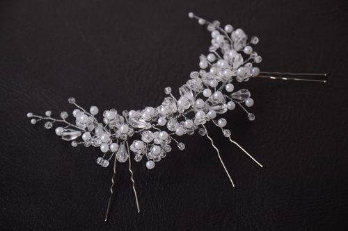 Handmade wedding accessory elegant beaded hair pin beautiful hair pin - MADEheart.com