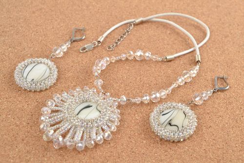 Handmade bijouterie set of necklace and earrings seed beaded bijouterie - MADEheart.com