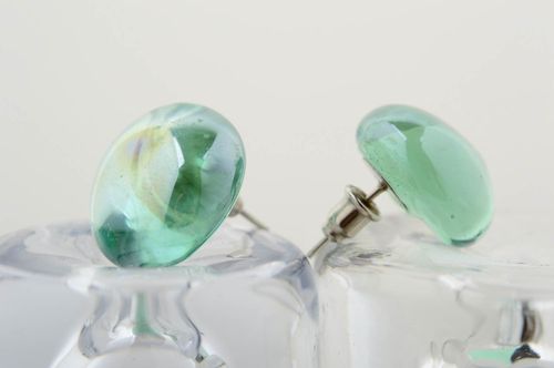 Unusual handmade glass earrings stud earrings glass art accessories for girls - MADEheart.com
