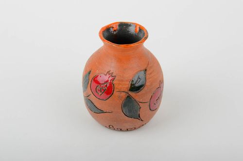 Small ceramic hand-painted orange color classic style vase for home décor 0,5 lb - MADEheart.com