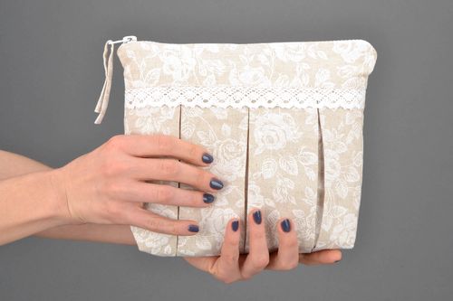 Large light textile beauty bag - MADEheart.com