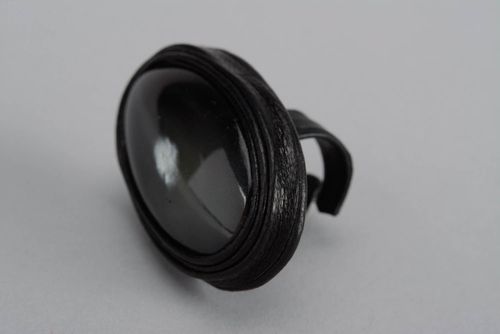 Ring made of leather and cow horn - MADEheart.com