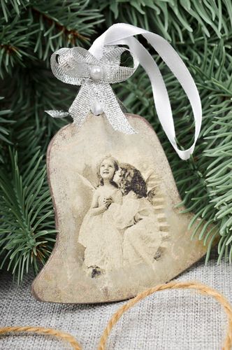 Handmade Christmas bell with decoupage home decor ideas decorative use only - MADEheart.com