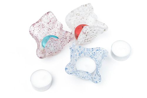 Teelichthalter aus Glas Kerzenständer aus Glas Haus Dekor handgefertigt schön - MADEheart.com