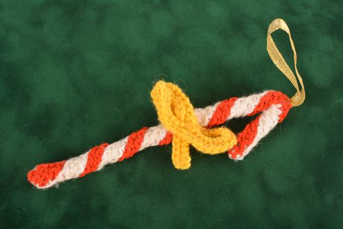 Décoration du sapin de Noël faite main sucre dorge tricoté Décoration Nouvel An - MADEheart.com