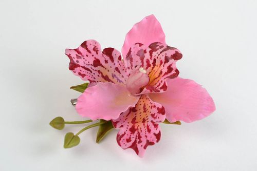 Beautiful design womens cold porcelain flower brooch hair clip hand made - MADEheart.com