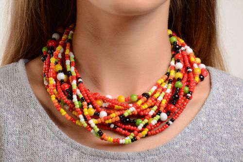 Collier fantaisie multicolore Bijoux fait main perles de rocaille Cadeau femme  - MADEheart.com