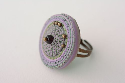 Кольцо из полимерной глины Фиолетовая дымка - MADEheart.com