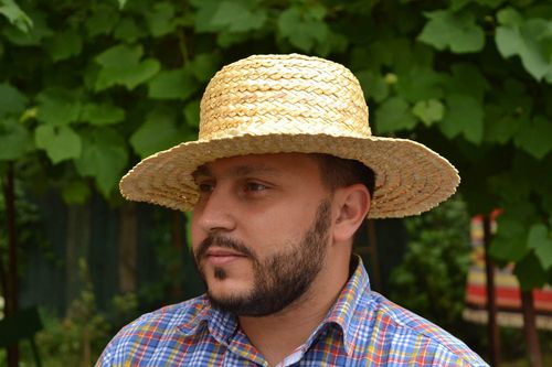 Handmade designer woven summer straw hat for men eco friendly accessory - MADEheart.com
