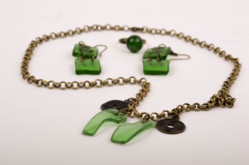Juego de bisutería hecho a mano anillo original pendientes de bisutería - MADEheart.com