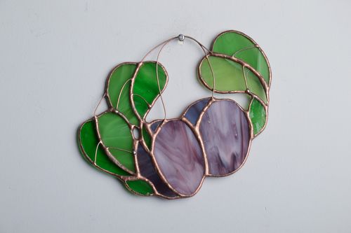 Stained glass interior pendant in the shape of plums - MADEheart.com