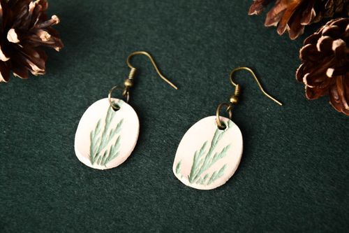 Fashion handmade accessories ceramic leaves earrings beautiful earrings gift for girls  - MADEheart.com