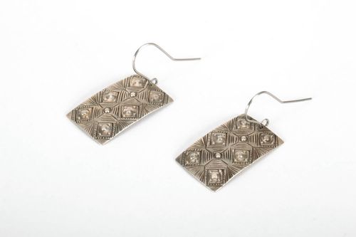 Chased German silver Earrings  - MADEheart.com