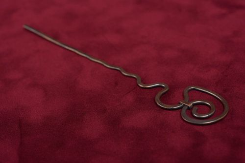 Handmade copper twisted hairpin wire wrap technique beautiful hair accessory - MADEheart.com