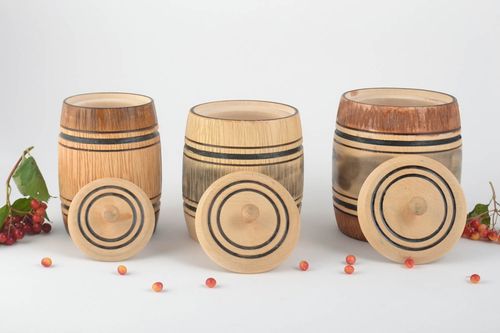 Handmade wooden pot honey pot design kitchen supplies 3 pieces 500 ml 700 ml 1 l - MADEheart.com