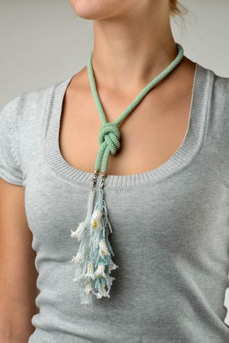 Handgefertigt Rocailles Kette Designer Schmuck Frauen Accessoire minzgrün - MADEheart.com