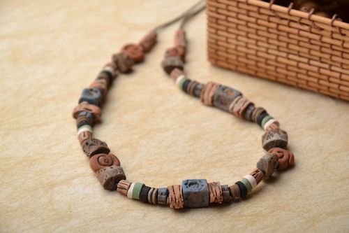 Handmade ceramic bead necklace - MADEheart.com