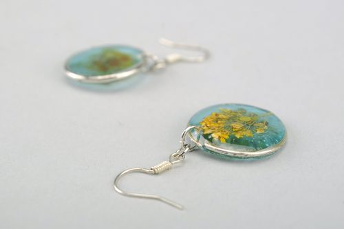 Round Earrings with Real Plants  - MADEheart.com