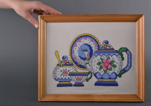 Embroidered picture Tea set - MADEheart.com