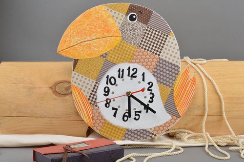 Reloj de pared hecho a mano decoración de interior regalo original Pájaro - MADEheart.com