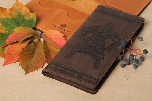 Handmade unusual leather wallet beautiful cute accessory wallet for men - MADEheart.com