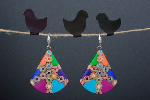 Handmade clay dangling earrings unusual bright earrings designer jewelry - MADEheart.com
