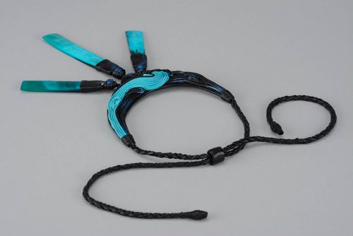 Leather necklace with cow horn - MADEheart.com