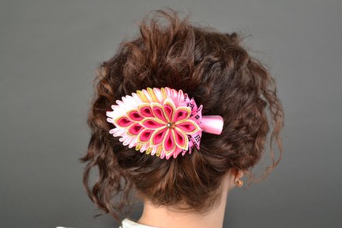 Kanzashi rep ribbon hair clip - MADEheart.com