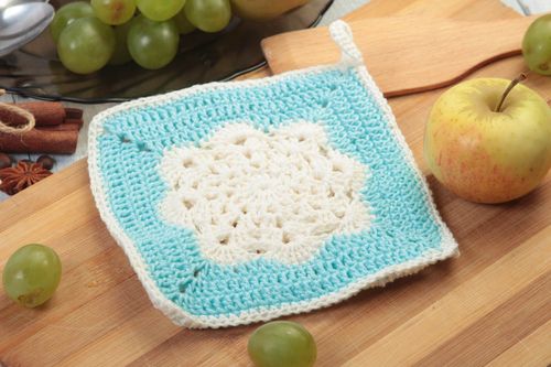 Beautiful handmade square pot holder unusual potholder home goods kitchen design - MADEheart.com