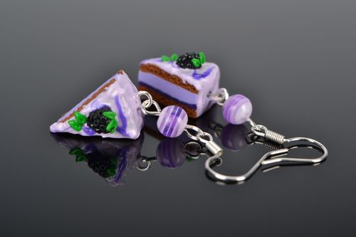 Polymer clay earrings Blackberry Cake - MADEheart.com