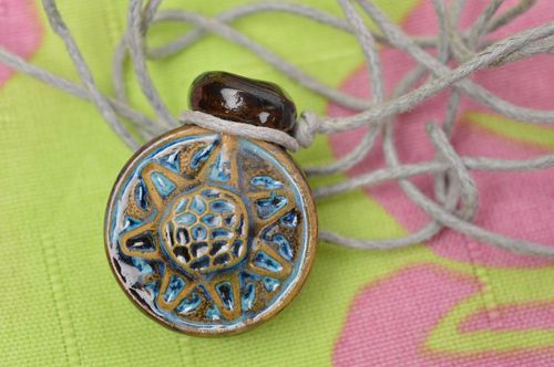 Handmade ceramic aroma pendant clay jewelry eco friendly accessory for women - MADEheart.com