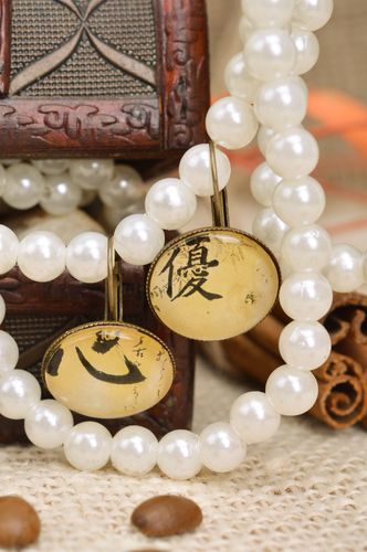 Pendientes originales hechos a mano con estampado para mujeres jeroglíficos - MADEheart.com