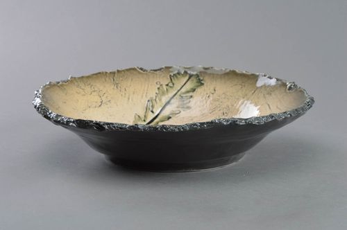 Porcelain hadmade dish painted with colorful glaze big beautiful plate Autumn - MADEheart.com