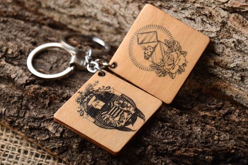 Handmade keychains 2 products unusual gift wooden souvenir wooden keychains - MADEheart.com