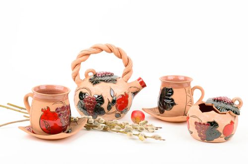 Keramik Tassen Handmade Keramik Teekanne Tee Tassen bunt grell Tee Geschirr - MADEheart.com