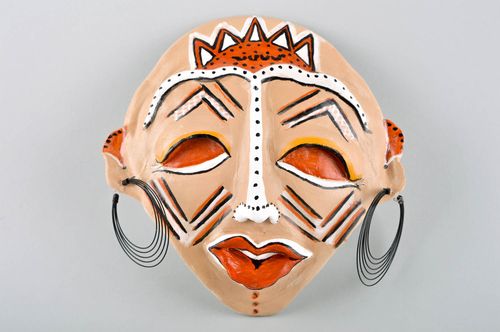 Wohnzimmer Bild handgemacht Maske Karneval Keramik Wandbild originell Deko Bild  - MADEheart.com