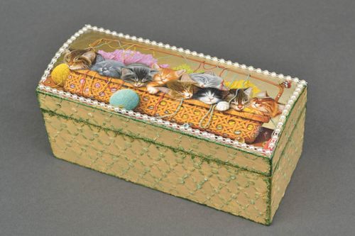 Portagioielli con gatti fatto a mano scrignetto per gioielli in stile decoupage - MADEheart.com