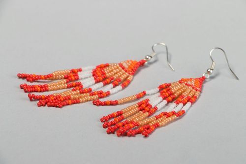 Ethnic long earrings with beads - MADEheart.com
