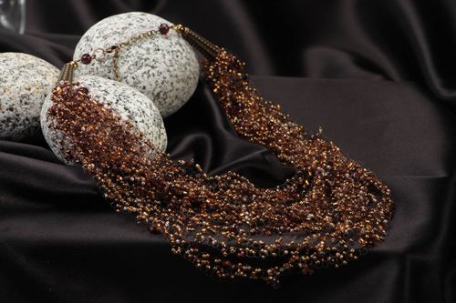 Woven handmade necklace beaded elegant accessory beautiful designer jewelry - MADEheart.com