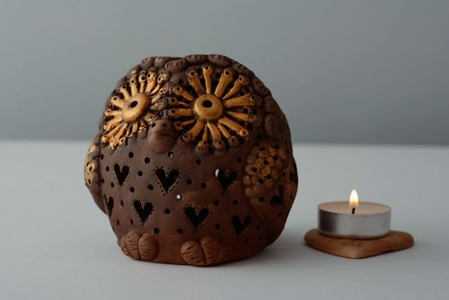 Tea light candle holder light blow owl holder 4,33 inches, 0,66 lb - MADEheart.com