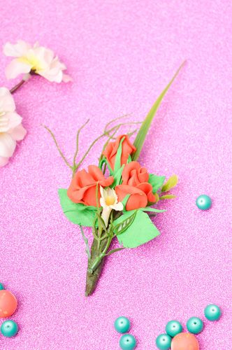 Handmade beautiful brooch unusual wedding boutonniere elegant accessory - MADEheart.com