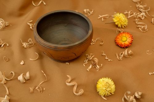 5,5 18 oz brown ceramic soup bowl handmade pottery bowl piece 0,75 lb - MADEheart.com