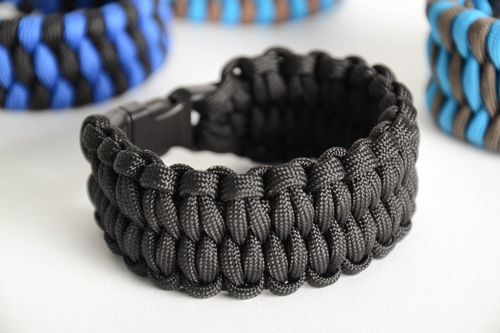 Dark handmade stylish bracelet braided of parachute cord for survival  - MADEheart.com
